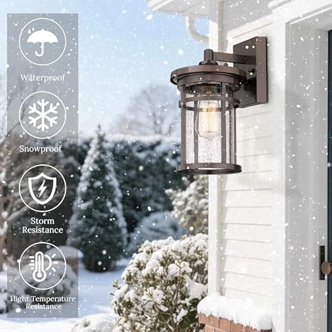 Outdoor Wall Sconces, Exterior Wall Lantern, Farmhouse Porch Lighting Fixture, Front Door Mounted Lights, Outside Lighting Lamp for Patio, Porch, Garden,Balcony(Oil Rubbed Bronze, 12 H)