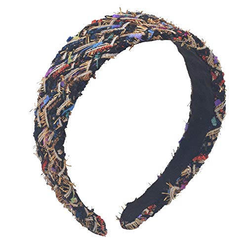 MHDGG Headband for Women,Cloth Tweed Wide Turban Headband Hair Band for Women Headbands Hair Hoops Headwear,Black