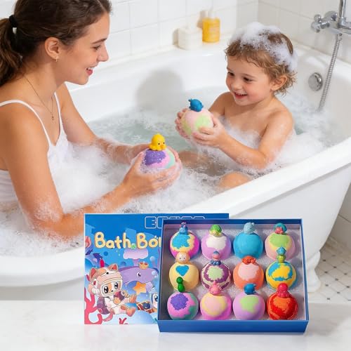 Billes de bain avec jouet pour calmer le refus du bain : 12 effervescents arc-en-ciel - 2