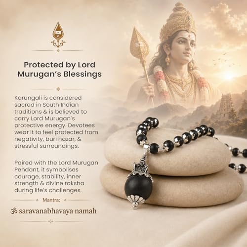 Image of Astrotalk Karungali Murugan Raksha Mala | Karungali Mala with Murugan Pendant for Protection, Positivity & Courage | Spiritual Pendant for Women & Men | Good Luck Gift for Man & Woman