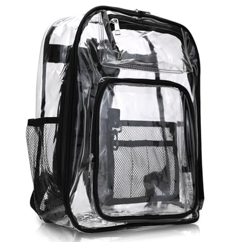 JUVEL Vollständig transparenter Rucksack - Hochwertiger klarer PVC-Rucksack, transparentes Design, wasserfest und langlebig, geeignet für den täglichen Weg zur Arbeit und zur Schule (Schwarz) JUVEL Vollständig transparenter Rucksack - Hochwertiger klarer PVC-Rucksack, transparentes Design, wasserfest und langlebig, geeignet für den täglichen Weg zur Arbeit und zur Schule (Schwarz)