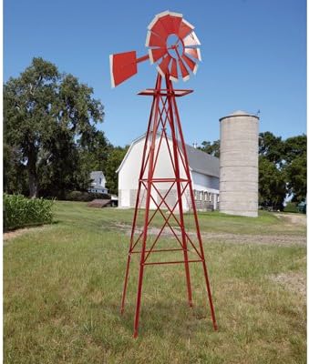 Kotulas 8ft. Ornamental Garden Windmill, Red and White