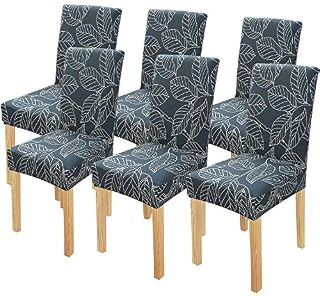 WDong Stretch Printed Dining Chair Slipcovers, 4Pack Stretch Removable Washable Anti-Dust Upholstered Chair Covers for Hotel Dining Room Kitchen Office Ceremony Banquet Wedding Party (4PCs, Geometry)