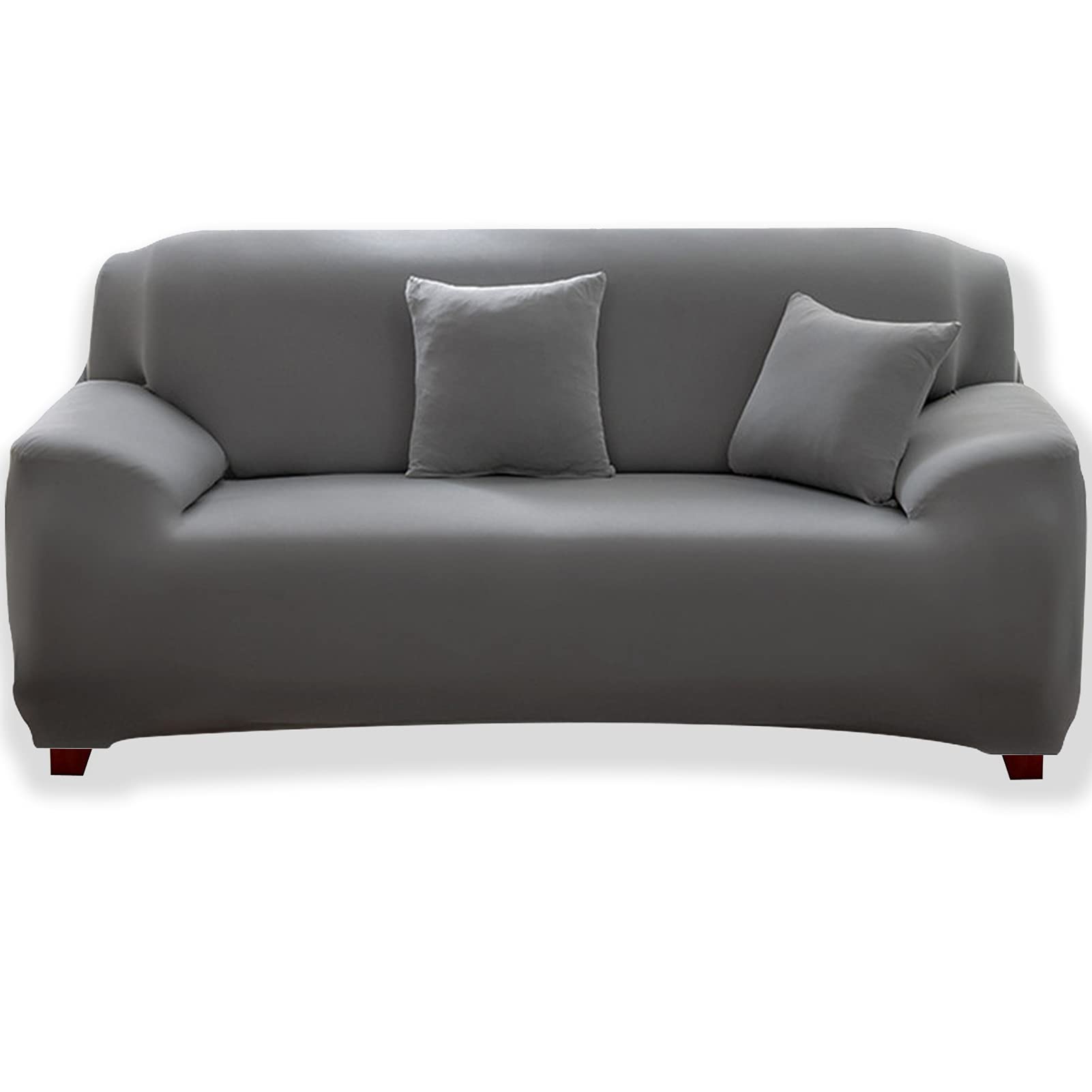 1-Piece Fit Stretch Sofa Cover, Sofa Slipcover Elastic Fabric Minimalism Style Chair Loveseat Couch Settee Sofa Covers Universal Fitted Furniture Cover Protector (Loveseat, Grey)