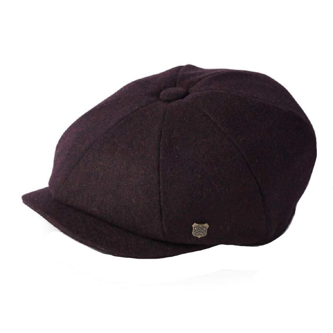 Failsworth Millinery Alfie Melton Baker Boy Cap in Merlot, Size: Medium (57cm)