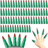 80 Pcs Plastic Witch Fingers Witch Fingers Bulk Halloween Witch Finger Pointers for Kids Reading Cosplay Masquerade Party Decorations, Green