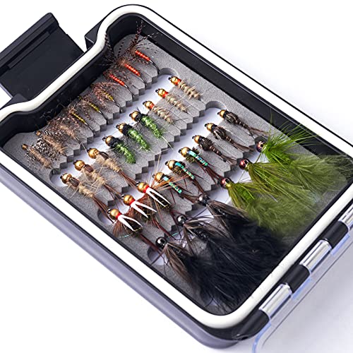 Image of BASSDASH Fly Fishing Flies Kit Fly Assortment Trout Bass Fishing with Fly Box with Dry /Wet Flies, Nymphs, Streamers, Popper