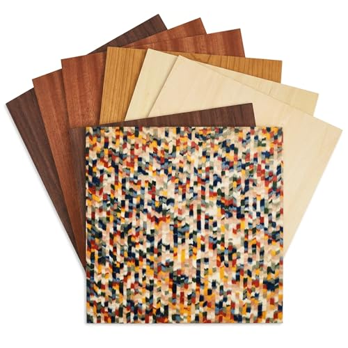 SPEED SNAIL 1/8" Wood Sheets for Laser Cutting (12-Pack, 11.8"x11.8") - 3mm Flat Basswood Plywood & 6 Hardwood Assortment Boards, Anti-Warping Blanks for Glowforge, xTool, CO2 Laser