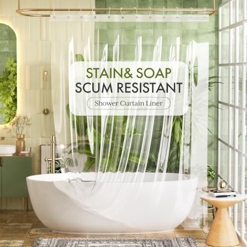 Image of Bathway Shower Curtain Liner Clear Plastic Shower Curtain Liner 72x84 Inches Long Medium Weight Shower Liner PEVA Waterproof Shower Curtain Liner with 3 Magnets and 12 Rustproof Grommets