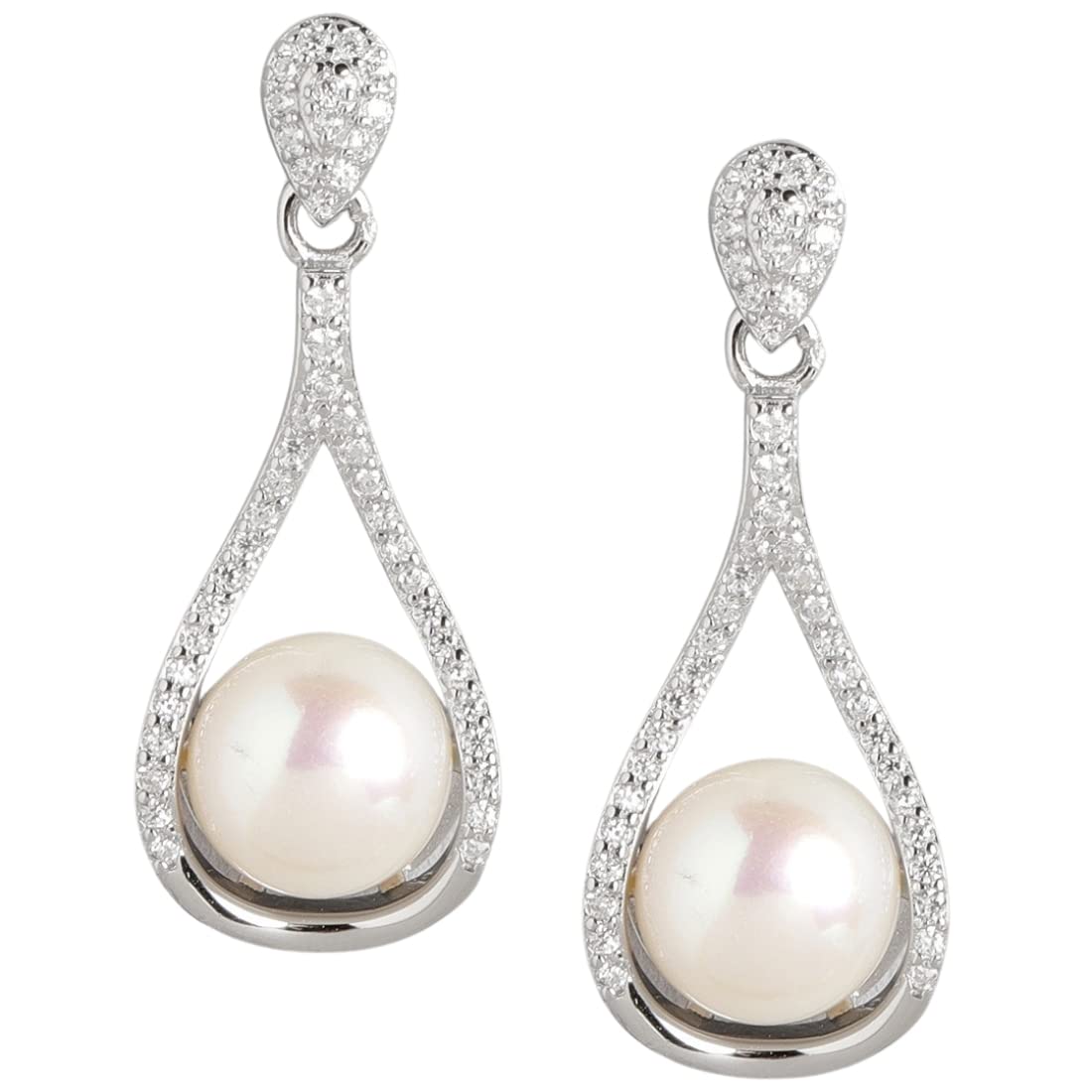 ZAVYA 925 Sterling Silver Pearl Designer Cubic Zirconia CZ Rhodium Plated Dangler Earrings | With Certificate of Authenticity & 925 Hallmark | Gift for Women & Girls (B0BHZL3HB9) Amazon Price History, Amazon Price Tracker