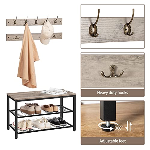 Hoobro Coat Rack Shoe Bench Set, Entryway Hall Tree With Coat Hooks, Coat Hat Bag Hanging Organizer, Industrial Design, Easy Assembly, Greige And Black Bg07Mt01 #TOP3