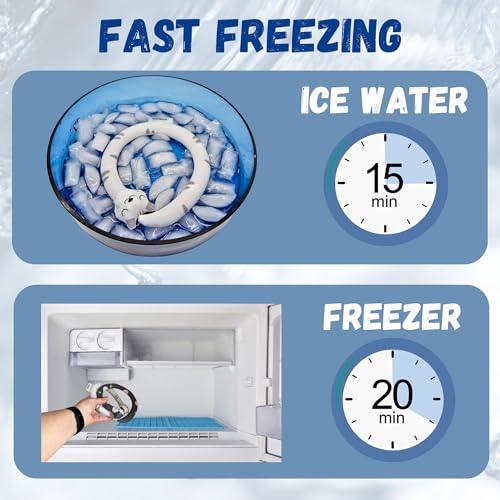 Image of Neck Cooling Tube with Insulated Bag - Reusable Ice Ring Neck Cooler Wrap Indoor Outdoor - Wearable Cooling Ring - Relief for Summer and Hot Flashes - Freezes Under 64℉ (Blue and White)