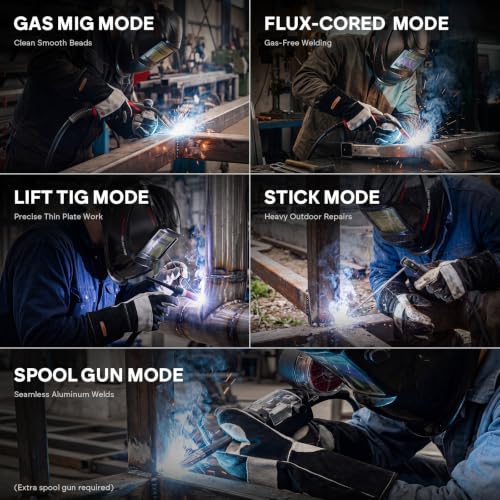 Image of YESWELDER 205A MIG Welder, 110V /220V Dual Voltage, 5 in 1 Gas MIG /Flux Core MIG /Spool Gun MIG /Lift TIG /Stick Multiprocess LED Digital Display Aluminum MIG Welding Machine MIG-205DS PRO