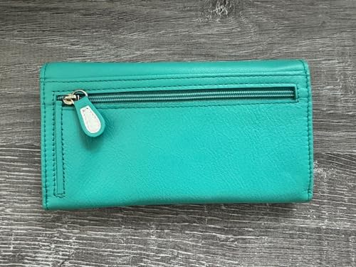 Sac à main anti-RFID cuir turquoise imprimé floral motif papillons M