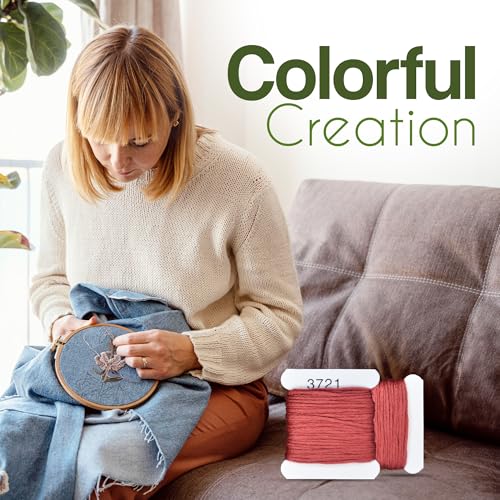 Image of Embroidery Floss Kit and Refills - Cotton Threads - DMC Color Coding for Cross Stitch, String Crafts, Friendship Bracelets