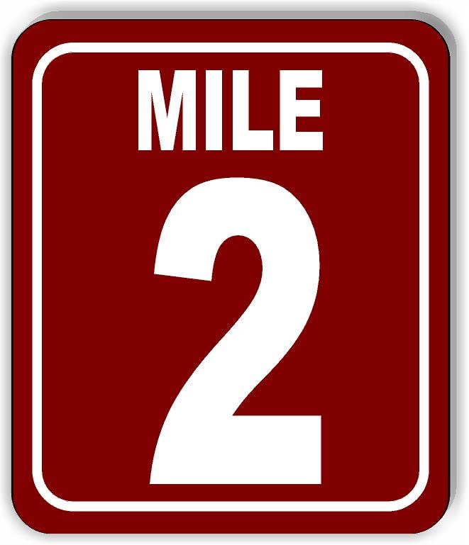 Mile 2 Distance Marker maroon Running Race 5k Marathon Aluminum Composite Sign, 8.5"x10"