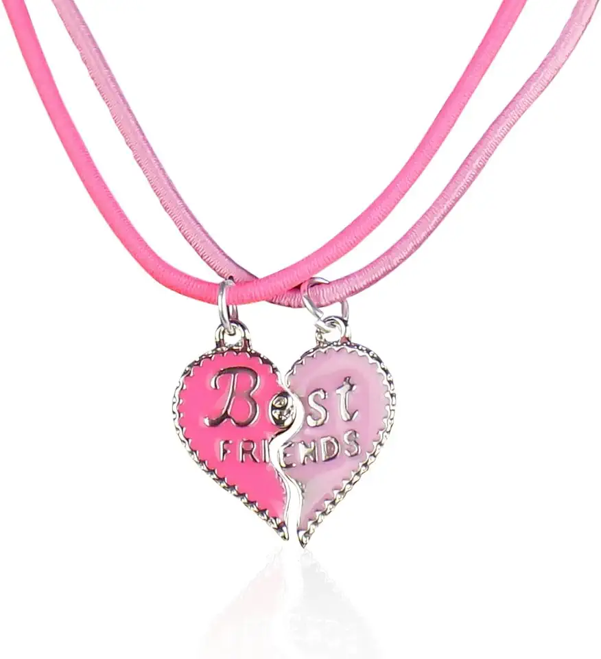 kit 2 colares best friend amigas + pingente coração
