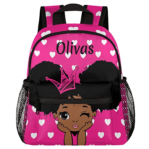 Custom Toddler Backpack Personalized Backpack, Customized Kids Backpack Afro Girl School Bag Bookbag
