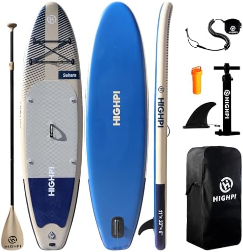 Highpi 11ft Inflatable Stand Up Paddle Board for Youth and Adults – Wide Sup with Premium Accessories, Blow Up Paddleboard for Surfing, Fishing, Yoga & More