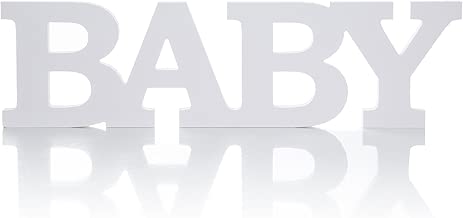 MOWO Wooden Letter Table Sign Baby, White - coolthings.us