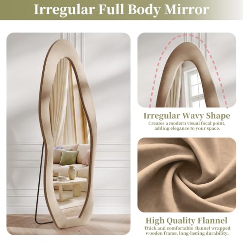 Image of Koonmi Full Length Mirror 63 inchx24 inch, Irregular Flannel Floor Mirrors