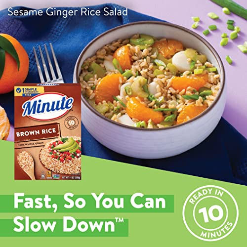 Image of Minute Brown Rice, Instant Brown Rice, 14-Ounce Box, Pack of 1 | Precooked rice for quick meals, whole-grain rice for microwave or stovetop, ready in 10 minutes, gluten-free and non-GMO