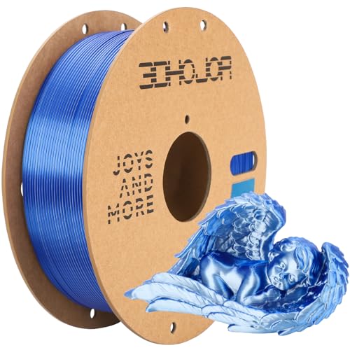 Image of 3DHoJor Silk PLA Filament 1.75mm Blue Silver Dual Color PLA 3D Printer Filament 2 in 1 Coextrusion 1KG Spool(2.2lbs) 3D Printing Filament Dimensional Accuracy + /- 0.03mm Fits for Most FDM 3D Printers