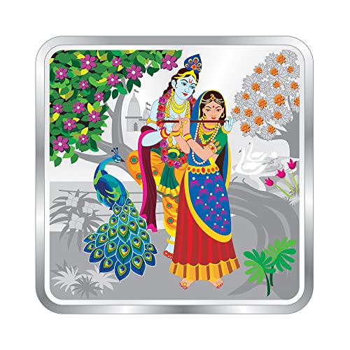 Image of Precious Moments Radha Krishna Silver Coin 10 Gram | 20 Gram | 50 Gram | 100 Gram BIS Hallmarked Round Square Flower Shaped 999 Purity with Gift Box by ACPL