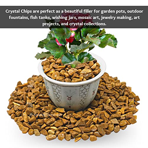 Image of Yellow Jasper Crystal Chips Aquarium Gravel Rocks - Amethyst Chips Bulk Fish Tank Gravel, Small Tumbled Stone Chips and Tiny Crystals for Decoration (Natural AAA Grade Gemstones)
