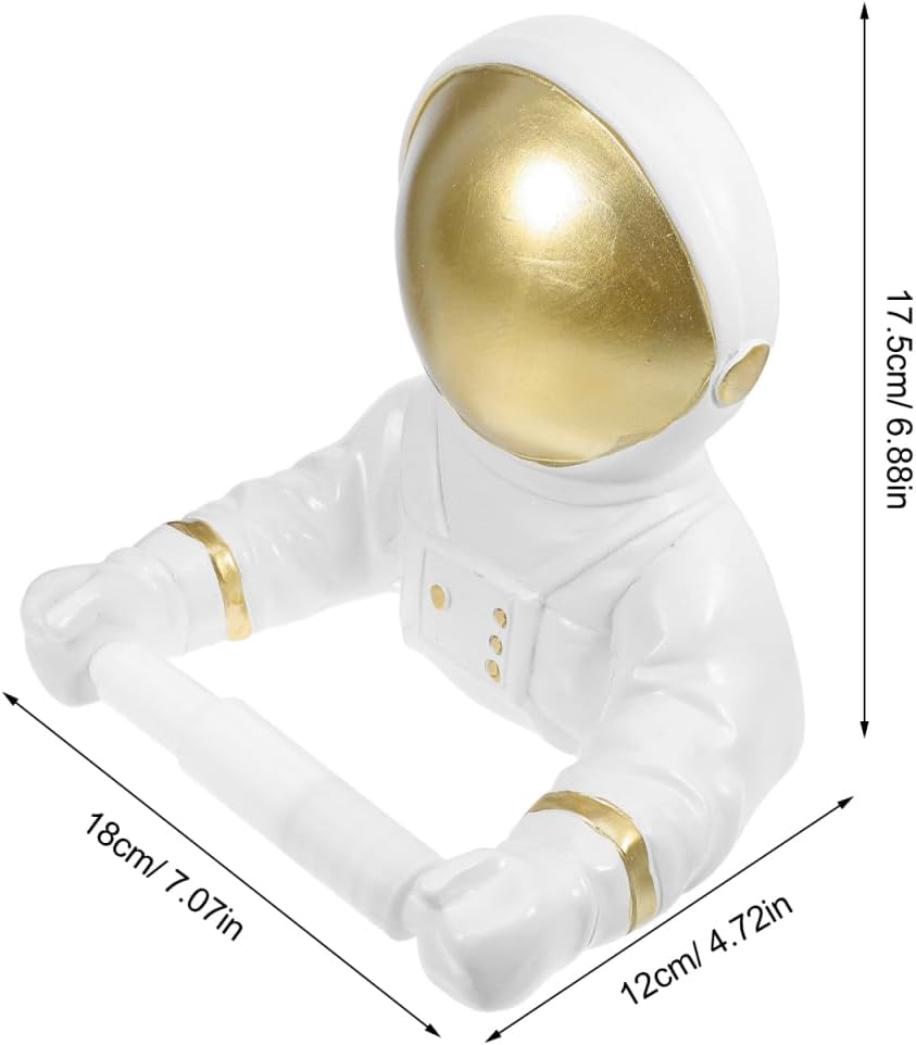 Healifty Astronaut Tissue Holder Portable Roll Paper Organizer Light Luxury Bathroom Accessory for Home Hotel Restaurant 7.08X6.88X4.72In