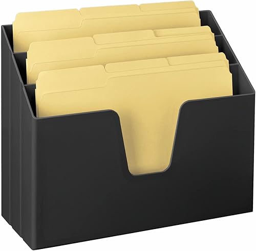 Acrimet Organizador horizontal triple para carpetas de archivos (carpetas Manila tamaño carta incluido) (color negro)