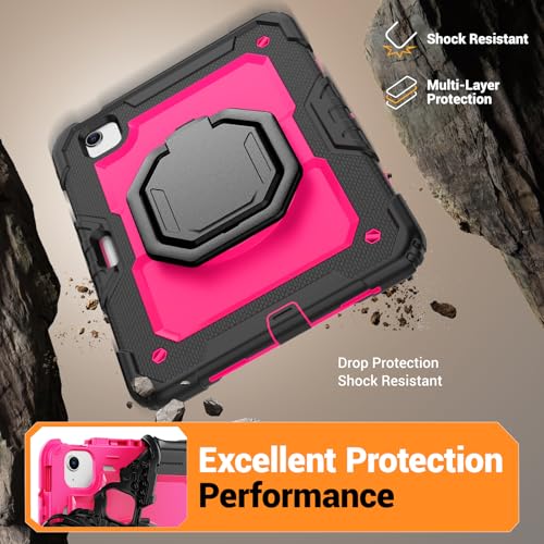 Coque iPad Air 5/4 10.9 rose avec protège-écran et porte-crayon