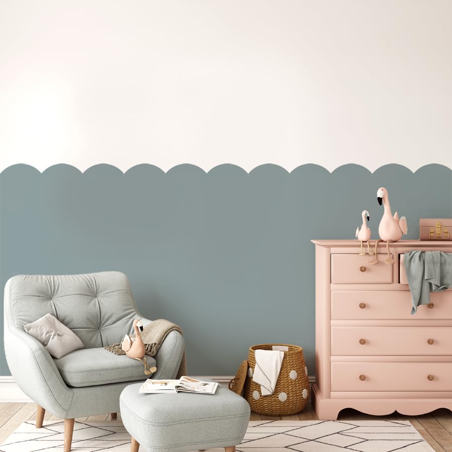 Scarlett, Scallop Border Stencil, Nursery or Kids Room Wall Decor, Paint Scalloped Edge, Reusable Stencil for Home Decor (60cm Size) — image 1