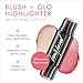 Beauty For Real Blush + Glo, In the Pink + Get Lit - Blush + Highlighter Stick - Cream-to-Powder Mineral Formula - Provides All Day Wear - Organic, Vegan - 0.32 oz