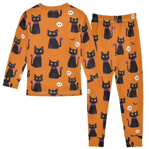 Fustylead Halloween Colt Cat and Skull Cotton Pajamas Set 2 Piece Long Sleeve Pjs Sleepwear2
