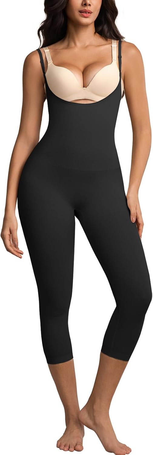 Open Bust Tummy Control Shapewear Bodysuits for Women Compression Leggings Full Body Seamless Faja Butt Lifting Body Shaper