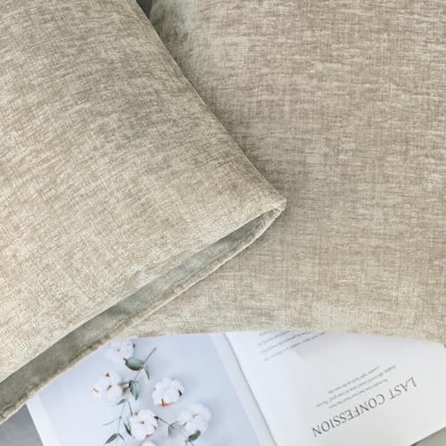 Image of CaliTime Pack of 2 Cozy Standard Pillow Shams Cases for Bed Bedding Decoration Solid Dyed Soft Chenille 20 X 26 Inches Light Taupe