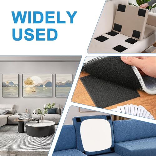 Image of 20 PCS Hook and Loop Patches, 3.93x3.93 Inch Hook and Loop Strips with Adhesiv, Non Slip Rug Pads Gripper, Washable Dual-Sided Adhesive Pads for Home School Office and Classroom Use (Black)