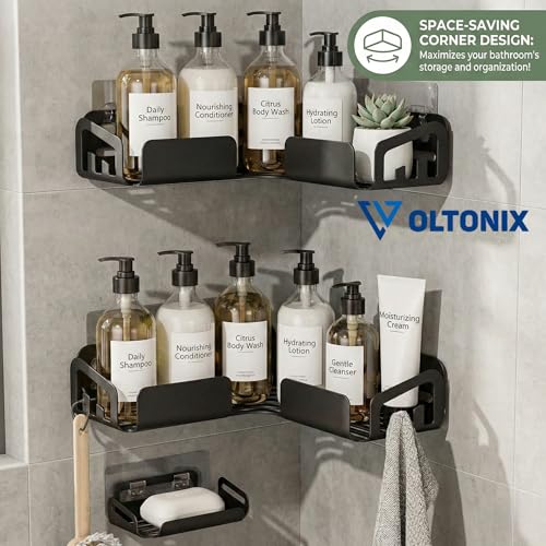 Image of Corner Shelf /Rack for BathroomWithout Drill Wall Metal Self Adhesive Bathroom Shelf /Shelf for Kitchen Corner Rack Wall Mounted Bathroom Fittings /Storage (New disign-3)