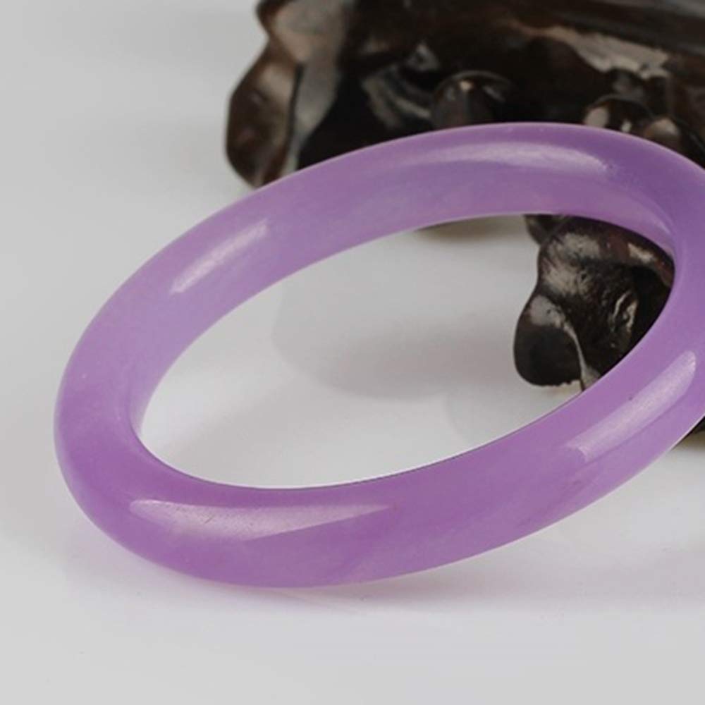 Brazalete de Jade Natural para Mujer, Fino y Redondo, Color Morado, con Barra Fina, joyería de Jade, Color Morado, 60 mm.