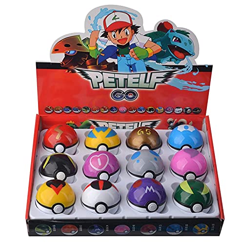 12 Pcs/Set Pikachu Pokeball, Pokeball Realist, Poke Bolas, Pikachu Clip N Carry, Pikachu and Pokeball Figures N Balls Throw, Empty Pokeballs Toys Collectibles Poke for Trainer |in Stock US| (With Box)