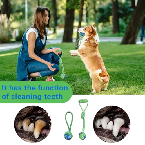 2 Stück Hundespielzeug Bälle, Hundebälle mit Schnur, interaktiv, bissfest und zahnschärfend ball mit schnur hund, für große und kleine Hunde ball mit schnur hund.
