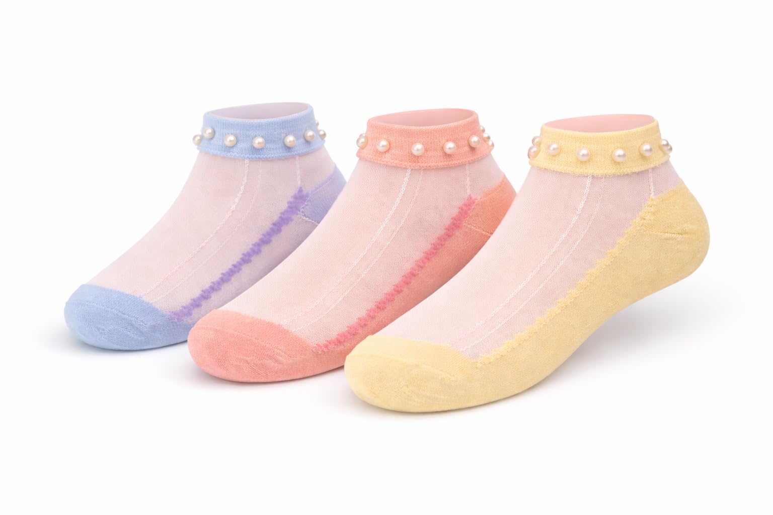 HIMAYASPS Fade-Resistant Pearl Socks, Women’s Low Cut Polyester Embroidered Socks, Multicolored Pack of 3-image-23