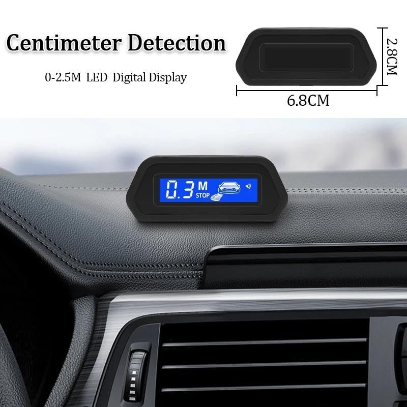 Sensores de aparcamiento con monitor de marcha atrás automático Parktronic, 4 sensores, detector de radar, pantalla de retroiluminación, sensor de aparcamiento (dorado) (rojo)