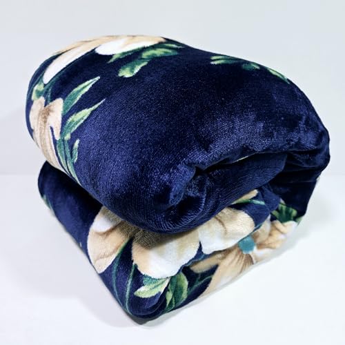 Image of Winter Premium Flannel Velvet Warm Duvet Cover Quilt Cover | Rajai Cover | Blanket Cover | Comforter Cover Single Size 60x100 inches Woollen (Blue Green Leaf, Single Bed)