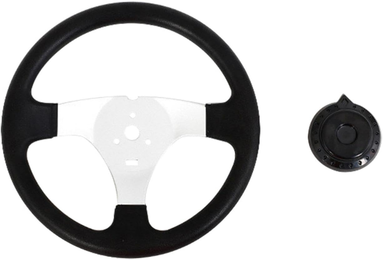 Go-Kart Steering Wheel 300mm Universal Interior Vehicle 3 Spokes Lassic Hardware Accessories Durable for Go Kart Replacement PU Foam ATV with Holes (COLOR:Black)
