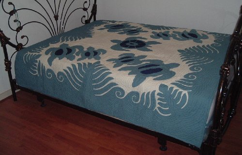 Hawaiian Quilt 100% Hand Quilted/Hand Appliqued Full/Queen Bedspread 80x80 New