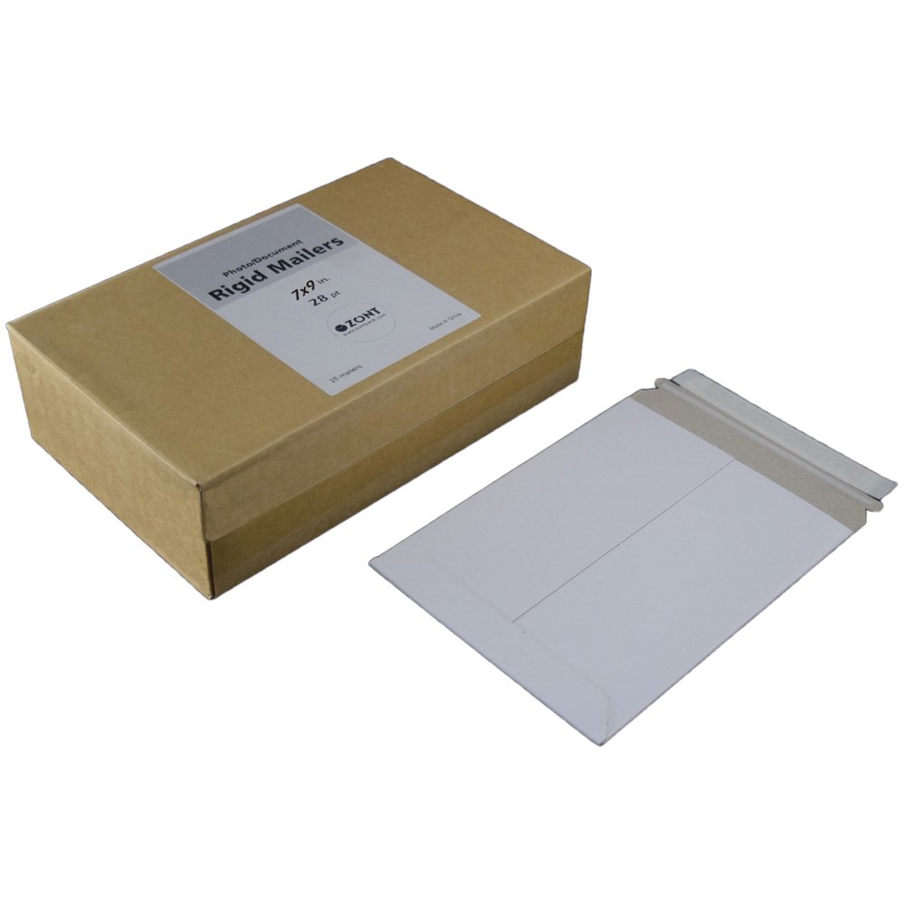 Zont Extra Rigid Mailers Photo Document Mailers Stay Flat Mailers, 28PT, Box of 25 (7 x 9 Inches)