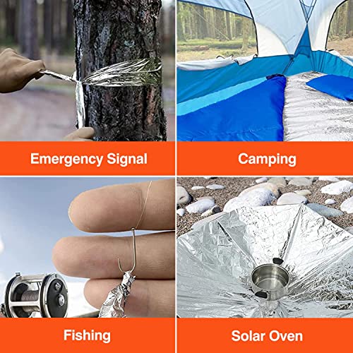 Ini Moni Emergency Blankets Pack Of 4 Extra-Thick Thermal Blanket With Whistle, Survival Gear For Hiking, Camping, Running, First Aid Essentials, Space Blanket, (Orange) #TOP6