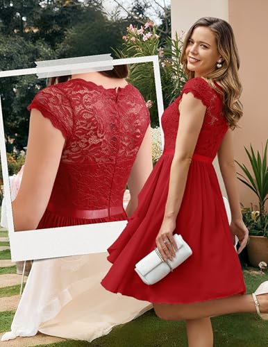 Image of Wedtrend Women's Bridesmaid Dresses Short Prom Dress Ruffle Semi Formal Cocktail Dresses Floral Homecoming Dress